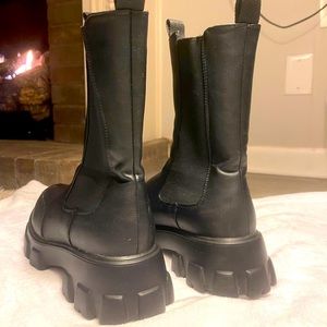 Tall Black Chunky Boots